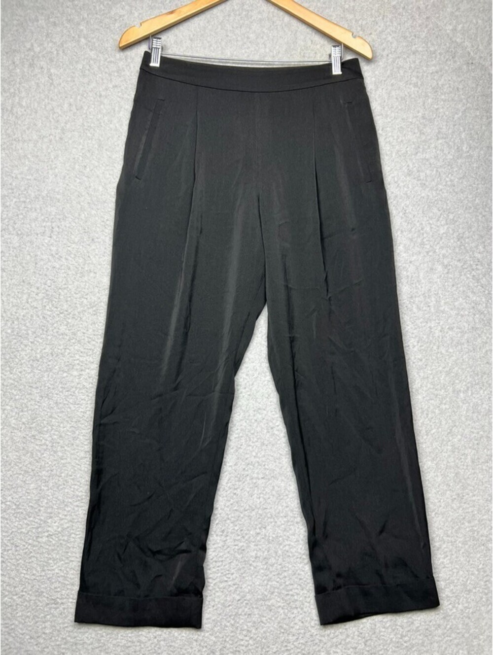 BCBGMAXAZRIA Womens Black Wide Leg Pleated Trousers S Career Office Casual